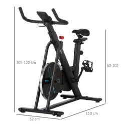 Bicicleta Estática Con Volante Inercia HOMCOM 110x52x105-120 Cm Negro -Fitness Tienda bicicleta estatica con volante inercia homcom 110x52x105 120 cm negro 2