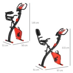 Bicicleta Estática Plegable HOMCOM Acero ABS PVC 97x51x115cm Rojo -Fitness Tienda bicicleta estatica plegable homcom acero abs pvc 97x51x115cm rojo 2
