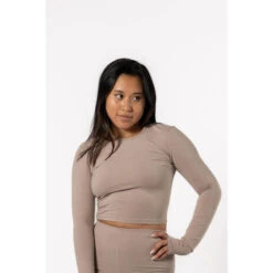 Camiseta De Manga Larga 'Body' - Fitness - Mujer - Azul Pizarra -Fitness Tienda camiseta de manga larga body fitness mujer chai beis