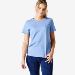 Camiseta Fitness 500 Domyos Mujer Negro -Fitness Tienda camiseta fitness 500 essential domyos mujer azul indigo