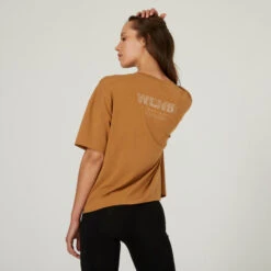 Camiseta Fitness 520 Loose Mujer Avellana Manga Corta Mayoritariamente Algodón -Fitness Tienda camiseta fitness 520 loose mujer avellana manga corta mayoritariamente algodon 1