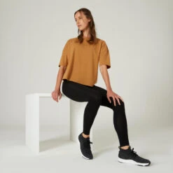 Camiseta Fitness 520 Loose Mujer Avellana Manga Corta Mayoritariamente Algodón -Fitness Tienda camiseta fitness 520 loose mujer avellana manga corta mayoritariamente algodon 2