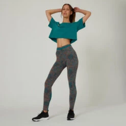 Camiseta Fitness Crop Top Mujer Domyos Verde -Fitness Tienda camiseta fitness crop top mujer domyos verde 2