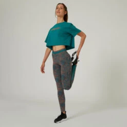 Camiseta Fitness Crop Top Mujer Domyos Verde -Fitness Tienda camiseta fitness crop top mujer domyos verde 4