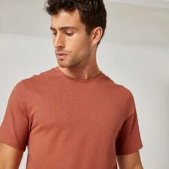 Camiseta Fitness Manga Corta Algodón Extensible Slim Hombre Sepia -Fitness Tienda camiseta fitness manga corta algodon extensible slim hombre sepia 3