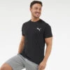 Camiseta Fitness Manga Corta Algodón Hombre Puma Negro -Fitness Tienda camiseta fitness manga corta algodon hombre puma negro