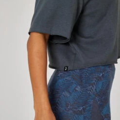 Camiseta Fitness Manga Corta Crop Top Mujer Domyos Rosa Azul -Fitness Tienda camiseta fitness manga corta crop top mujer domyos rosa azul 4