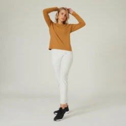 Camiseta Fitness Manga Larga Recta Algodón Mujer Domyos 500 Avellana -Fitness Tienda camiseta fitness manga larga recta algodon mujer domyos 500 avellana 2