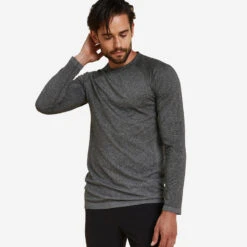 Camiseta Hombre Burdeos Sin Costuras Manga Larga -Fitness Tienda camiseta hombre gris sin costuras manga larga