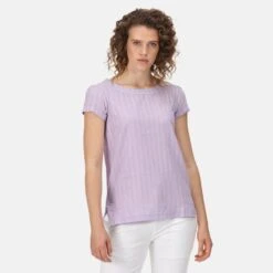 Regatta Camiseta Jaelynn Dobby De Algodón Para Mujer Lila Pastel -Fitness Tienda camiseta jaelynn dobby de algodon para mujer lila pastel 3