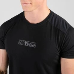 Camiseta Manga Corta Hombre Musculación Domyos Chest Day Negra -Fitness Tienda camiseta manga corta hombre musculacion domyos chest day negra 2