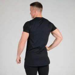 Camiseta Manga Corta Hombre Musculación Domyos Chest Day Negra -Fitness Tienda camiseta manga corta hombre musculacion domyos chest day negra 4