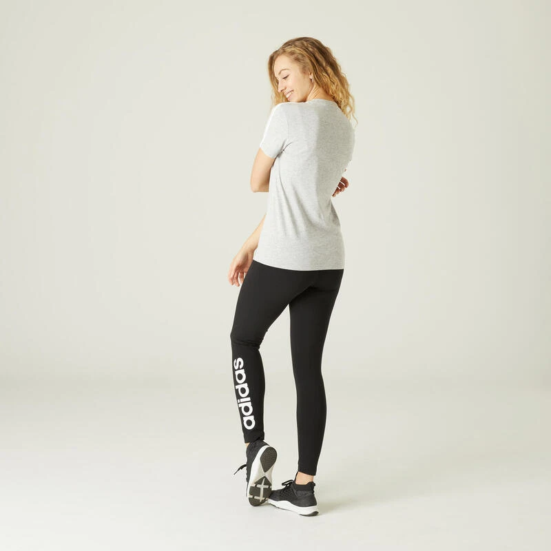 Camiseta Mujer Manga Corta 100% Algodón Adidas Fitness 3 Franjas Gris Jaspeado 5 Camiseta Mujer Manga Corta 100% Algodón Adidas Fitness 3 Franjas Gris Jaspeado - Imagen 3