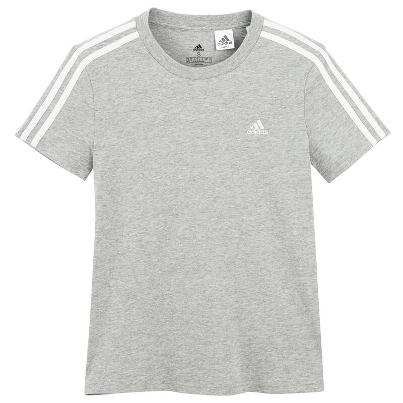 Camiseta Mujer Manga Corta 100% Algodón Adidas Fitness 3 Franjas Gris Jaspeado 7 Camiseta Mujer Manga Corta 100% Algodón Adidas Fitness 3 Franjas Gris Jaspeado - Imagen 5
