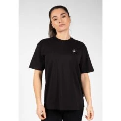 Camiseta Musculación Manga Corta Algodón Mujer GORILLA WEAR Sandy Negro -Fitness Tienda camiseta musculacion manga corta algodon mujer gorilla wear sandy negro 1