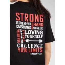 Camiseta Musculación Manga Corta Algodón Mujer GORILLA WEAR Sandy Negro -Fitness Tienda camiseta musculacion manga corta algodon mujer gorilla wear sandy negro 4