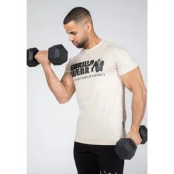 Camiseta Musculación Manga Corta Hombre GORILLA WEAR Classic Beige -Fitness Tienda camiseta musculacion manga corta hombre gorilla wear classic beige 3