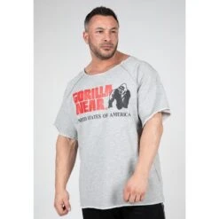 Camiseta Musculación Manga Corta Hombre GORILLA WEAR Classic Work Out Gris