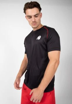Camiseta Musculación Manga Corta Hombre GORILLA WEAR Performance Negro Rojo -Fitness Tienda camiseta musculacion manga corta hombre gorilla wear performance negro rojo 3