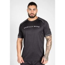 Camiseta Musculación Manga Corta Poliéster Hombre GORILLA WEAR Fremont Negro