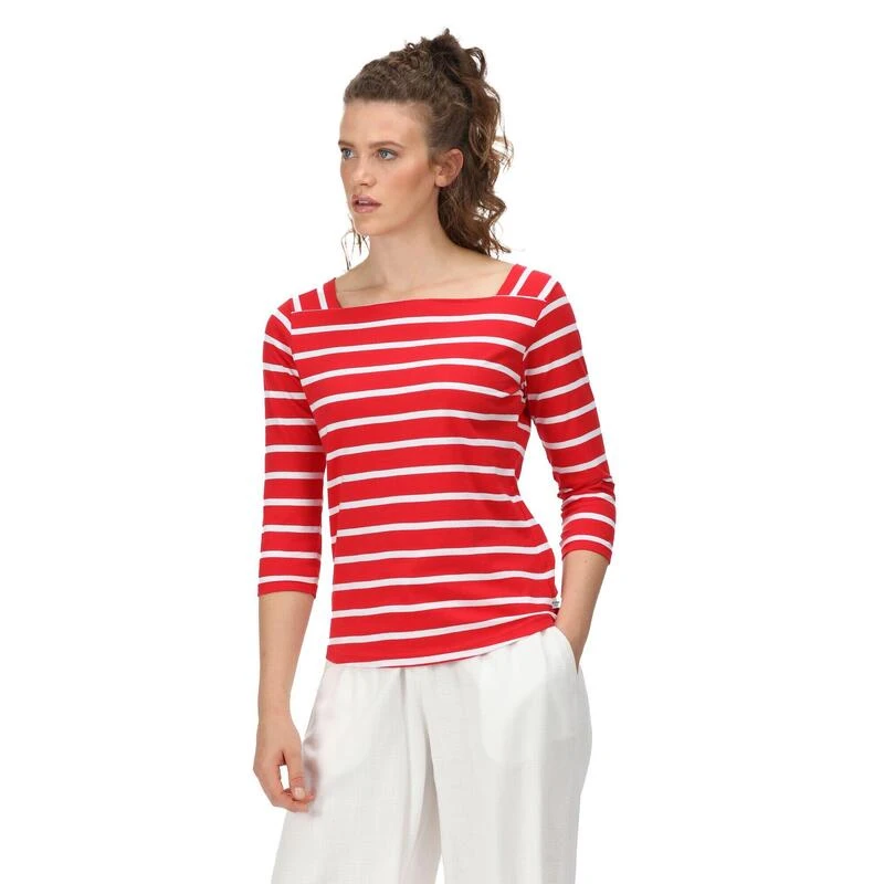 Regatta Camiseta Polexia De Rayas Para Mujer Rojo Real, Blanco 6 Regatta Camiseta Polexia De Rayas Para Mujer Rojo Real, Blanco - Imagen 4