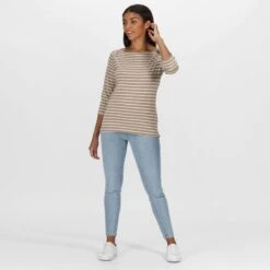 Regatta Camiseta Polina De Rayas De Manga Larga Para Mujer Nuez Moscada -Fitness Tienda camiseta polina de rayas de manga larga para mujer nuez moscada 2