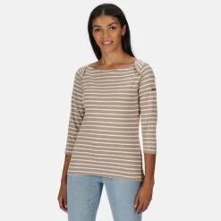 Regatta Camiseta Polina De Rayas De Manga Larga Para Mujer Nuez Moscada -Fitness Tienda camiseta polina de rayas de manga larga para mujer nuez moscada 3