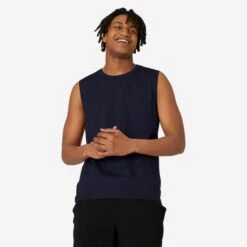 Camiseta Sin Mangas Fitness 500 Hombre Gris Extensible -Fitness Tienda camiseta sin mangas fitness 500 hombre azul marino extensible
