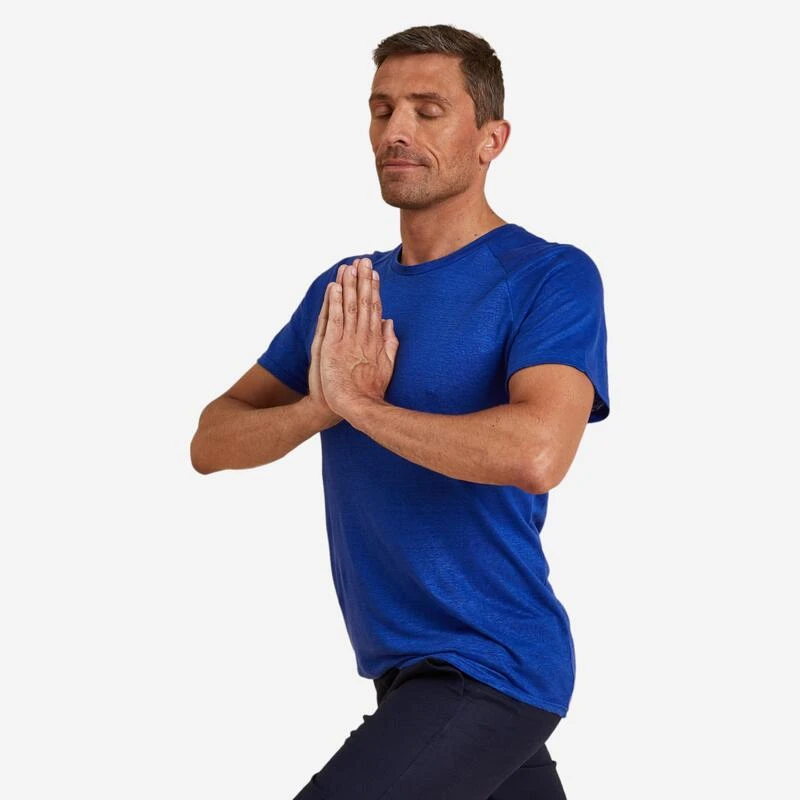 Camiseta Yoga Hombre Azul Índigo Made In France 100 % Lino 5 Camiseta Yoga Hombre Azul Índigo Made In France 100 % Lino - Imagen 3