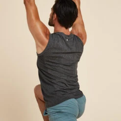 Camiseta Yoga Hombre Gris Oscuro Sin Mangas Sin Costuras -Fitness Tienda camiseta yoga hombre gris oscuro sin mangas sin costuras 3