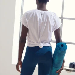 Camiseta Yoga Manga Corta Ecodiseñada Mujer Kimjaly Blanco -Fitness Tienda camiseta yoga manga corta ecodiseada mujer kimjaly blanco 1