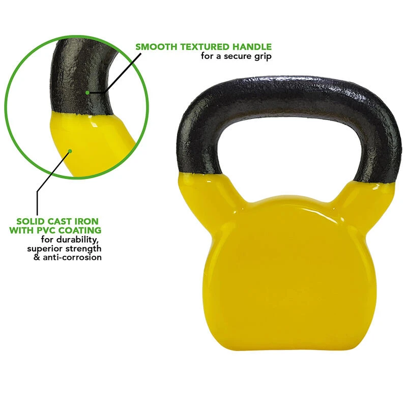 Tunturi Kettlebell - Vinilo - 6 Kg - Amarillo 4 Tunturi Kettlebell - Vinilo - 6 Kg - Amarillo - Imagen 2