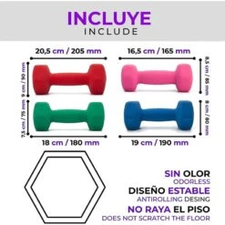 KIT De Mancuernas Antideslizantes De Neopreno Wueps -Fitness Tienda kit de mancuernas antideslizantes de neopreno wueps 1