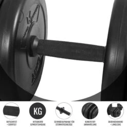 Kit Mancuernas Musculación Gyronetics Negro 30Kg Diámetro 25mm -Fitness Tienda kit mancuernas musculacion gyronetics negro 30kg diametro 25mm 3