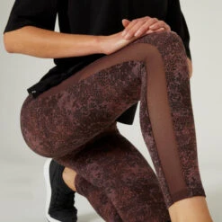 Leggings Mallas Fitness 7/8 Mujer Domyos Marrón -Fitness Tienda leggings mallas fitness 78 mujer domyos marron 3