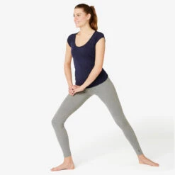 Leggings Mallas Fitness Algodón Efecto Vientre Plano Mujer Domyos Fit 500 Gris -Fitness Tienda leggings mallas fitness algodon efecto vientre plano mujer domyos fit 500 gris 2