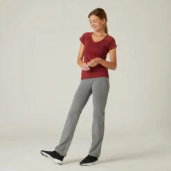 Leggings Mallas Fitness Largas Corte Recto Anchas Mujer Domyos Gris -Fitness Tienda leggings mallas fitness largas corte recto anchas mujer domyos gris 2