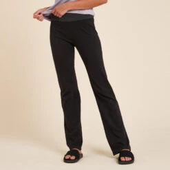 Pantalon Chandal Corte Recto Anchos Fitness Y Yoga Para Mujer Negro