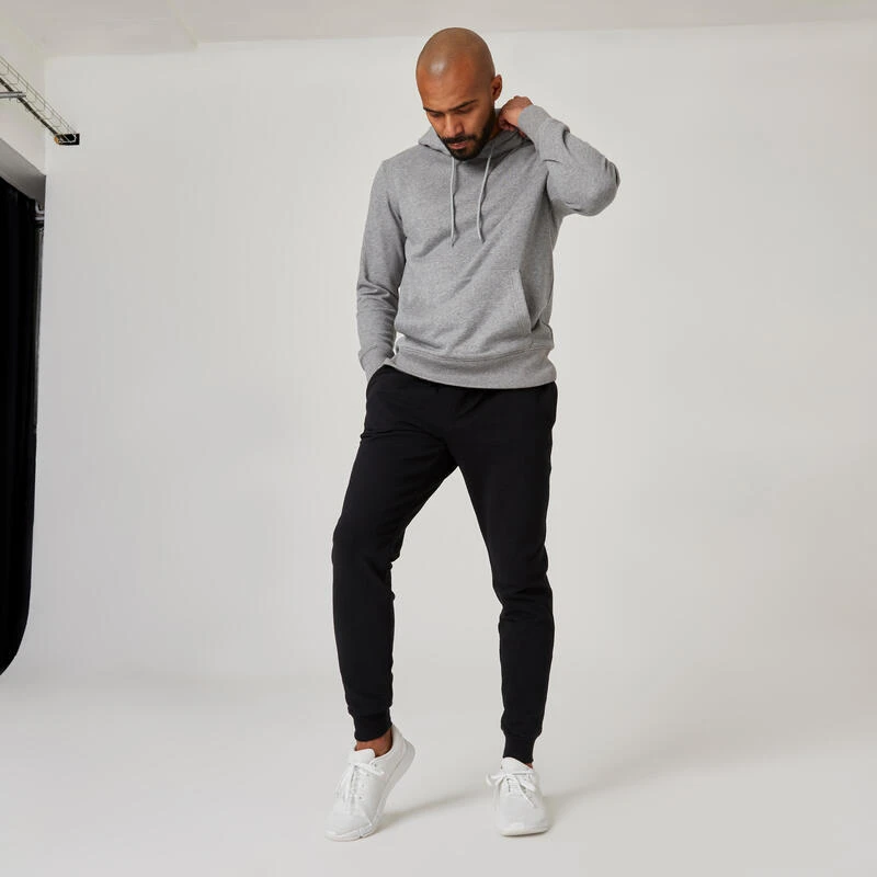 Pantalón Chándal Fitness Algodón Ajustado Hombre Domyos 500+ Negro 5 Pantalón Chándal Fitness Algodón Ajustado Hombre Domyos 500+ Negro - Imagen 3