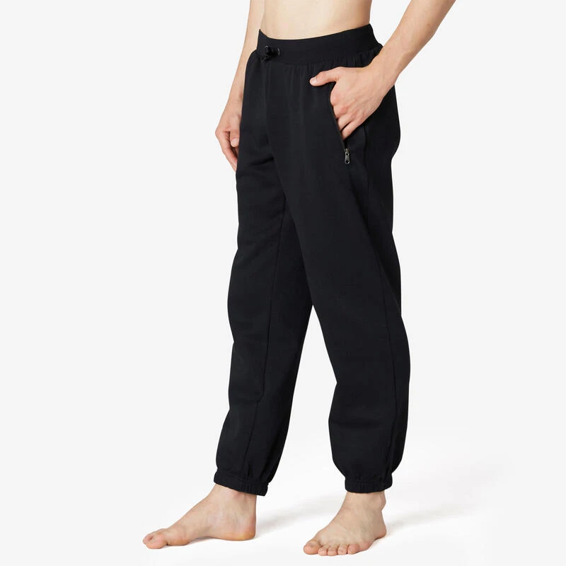 Pantalón Chándal Fitness Felpa Recto Hombre Domyos 500 Negro 3 Pantalón Chándal Fitness Felpa Recto Hombre Domyos 500 Negro