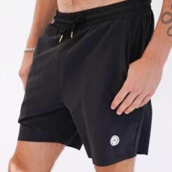 Pantalón Corto Sostenible Deportivo Poliéster Hombre Fitplanet Negro -Fitness Tienda pantalon corto sostenible deportivo poliester hombre fitplanet negro 2