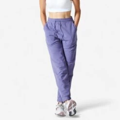 Pantalón Jogger Fitness Regular Algodón Mujer Domyos Avellana -Fitness Tienda pantalon fitness 500 essential mujer violeta
