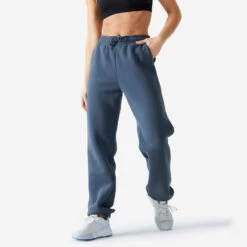 Pantalón Jogger Fitness 520 Mujer Beis Holgado -Fitness Tienda pantalon jogger fitness 520 mujer gris pizarra loose
