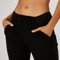 Pantalón Jogger Fitness 7/8 Corte Recto Algodón Mujer Domyos Negro -Fitness Tienda pantalon jogger fitness 78 corte recto algodon mujer domyos negro 3
