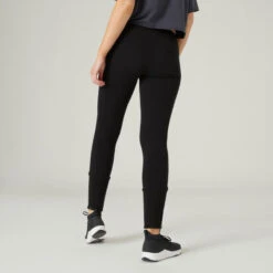 Pantalón Jogger Fitness Ajustado Algodón Con Bolsillos Mujer Domyos 520 Negro -Fitness Tienda pantalon jogger fitness ajustado algodon con bolsillos mujer domyos 520 negro 1
