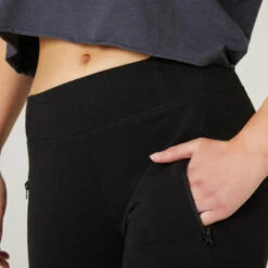 Pantalón Jogger Fitness Ajustado Algodón Con Bolsillos Mujer Domyos 520 Negro -Fitness Tienda pantalon jogger fitness ajustado algodon con bolsillos mujer domyos 520 negro 4