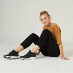 Pantalón Jogger Fitness Carrot Algodón Mujer Domyos 120 Negro -Fitness Tienda pantalon jogger fitness carrot algodon mujer domyos 120 negro 2