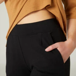 Pantalón Jogger Fitness Carrot Algodón Mujer Domyos 120 Negro -Fitness Tienda pantalon jogger fitness carrot algodon mujer domyos 120 negro 4