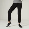 Pantalón Jogger Fitness Recto Algodón Mujer Domyos Negro 2 Pantalón Jogger Fitness Recto Algodón Mujer Domyos Negro -Fitness Tienda pantalon jogger fitness recto algodon mujer domyos negro