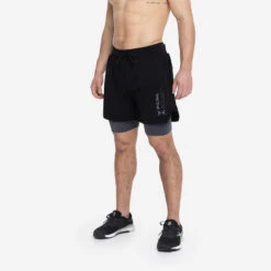 Shorts Con Malla Compresión 2 En 1 Hombre Premium 0.1 - S - Negro